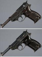 Two World War II German P.38 Semi-Automatic Pistols