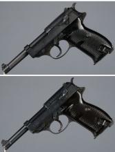 Two World War II German P.38 Semi-Automatic Pistols