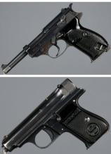 Two German Semi-Automatic Pistols with Holsters