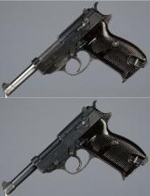 Two World War II German Walther P.38 Semi-Automatic Pistols