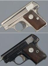 Two Colt Model 1908 Vest Pocket Semi-Automatic Pistols