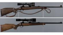 Two Sako AV Bolt Action Sporting Rifles with Scopes