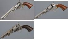 Three Colt Model 1849 Pocket Percussion Revolvers