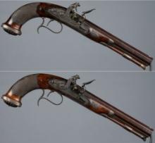 Pair of Engraved Edward Patrick Flintlock Dueling Pistols