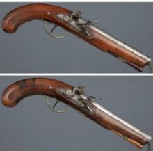 Pair of I. Spencer Marked Flintlock Belt Pistols