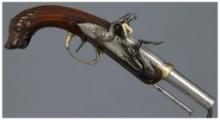 Flintlock Belt Pistol with Dog Head Carved Pommel