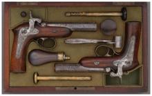 Cased Pair of Renette Retailed Percussion Coat/Pocket Pistols