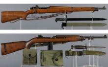 Two U.S. Military Rifles with Bayonets