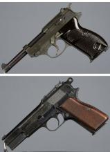 Two World War II German Military Pistols with Holsters