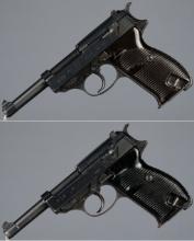 Two World War II German P.38 Semi-Automatic Pistols