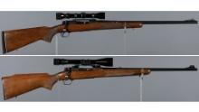 Two Pre-64 Winchester Model 70 Bolt Action Rifles with Scopes