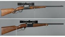 Two Savage Model 99 Lever Action Rifles with Scopes