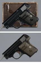 Two Colt Model 1908 Vest Pocket Semi-Automatic Pistols