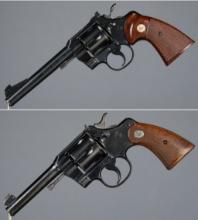 Two Colt Officer's Model Double Action Revolvers