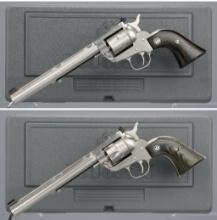 Two Ruger New Model Single-Six Hunter Revolvers with Cases