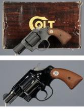 Two Colt Agent Double Action Revolvers