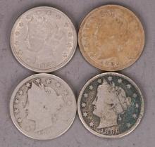 2-1883(I with no Cents), 1884 & 1886 Liberty V Nickels