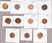 11 Indian Head Pennies; Various dates/Mints