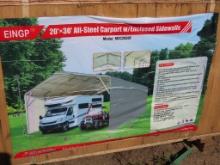 20' X 30' STEEL CARPORT ALL STEEL W/ Enclosed walls