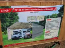 20ft x 30ft all steel carport w/ enclosed sidewalls