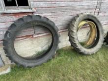 Pair of 11.2-38 Tires and 1 Rim