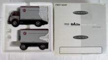 First Gear 1:34 Scale Diecast 1953 White 3000 White Freight Truck w/ Dual Trailers