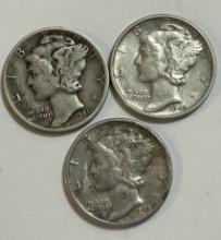 Mercury Dimes & Winged Liberty Head (3)