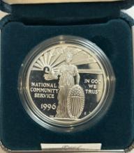 1996 National Community Service Silver Dollar Proof Commemorative Coins