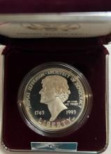 1993 Thomas Jefferson 250th Anniversary Silver Dollar