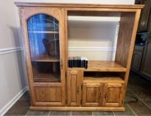 Parker House Oak Entertainment Center w/VCR and Misc Items