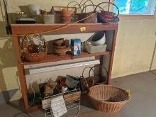 Shelf of Wicker Baskets, Etc.