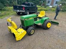 John Deere 420 Garden Tractor With 46" Snowblower & Rear Blade