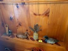 Wooden Duck Decoys, Feathers & Door Sign