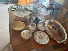 Contents of Table Including Collector Plates, Serving Platters, Etc.