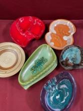 Vintage assorted ceramic/ pottery ashtrays. 6 pieces