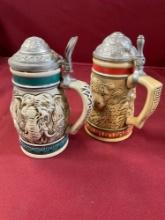 Vintage 6" Avon Endangered Species Jaguar & The Asian Elephant steins. 2 pieces