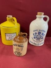 Vintage Henry McKenna half gallon jug, mini McCormick jug & stamped Italy cookie jar