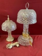 Vintage Crystal 12" lamp works & 16" crystal lamp with shades