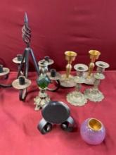 Vintage. Candelabra and assorted candle holders. 8 pieces