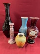 Vintage assorted vases. Sizes 6" - 16.5" . 5 pieces