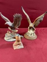 Vintage Jonathan Byron 8" x 7" Eagle, 9" x 7" Eagle, 4.5" x 4" eagle figurines. 3 pieces