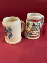 Vintage 5" Munchen & 5.5" Anheuser Busch Advertising Through The Decades stein mugs. 2 pieces