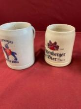 Vintage 4" & 4.5" German steins mugs. 2 pieces