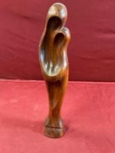 Vintage hand carved wood mother & child sculpture