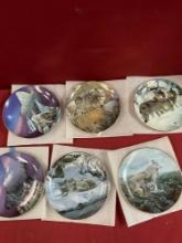 Vintage 2) Profiles Of The Pack 4) Wolf Encounters commemorative plates. 6 pieces