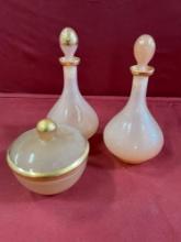 Vintage vanity bottles/ containers. 3 pieces