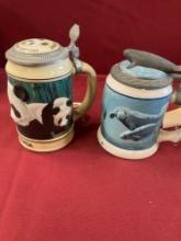 Vintage 6.5" Extinction Is For Ever The Manatee & 6.5" Endangered Species Giant Panda steins. 2