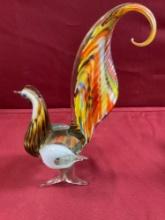 Vintage 10" x 6" glass blown rooster ( could be Murano has pintail mark at the bottom no signature)