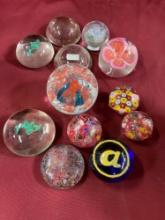 Vintage assorted glass paper weights. 12 pieces