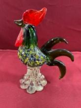 Vintage Murano style glass blown rooster. 8" x 5.5"